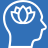 Icon Silhouette von einem Menschen mit einer Blume an der Stelle vom Gehirn